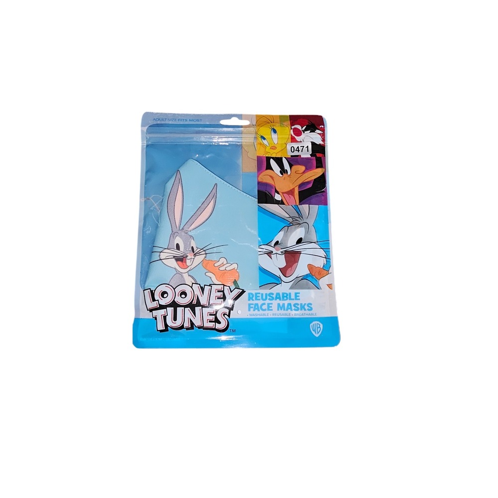 Looney Tunes Bugs Bunny Reusable Face Mask Blue Washable Adult Size NEW #471,489